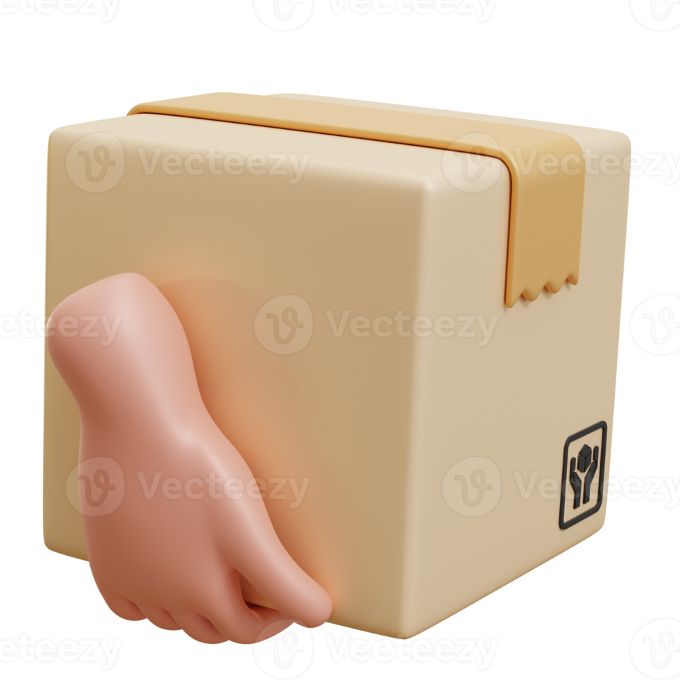 Hand Box Package 3D Illustration png