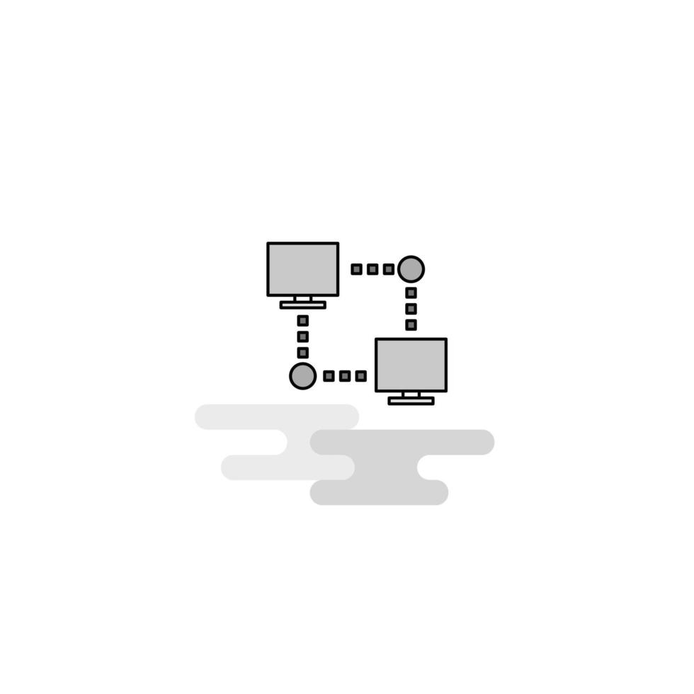 Computer networks Web Icon Flat Line Filled Gray Icon Vector