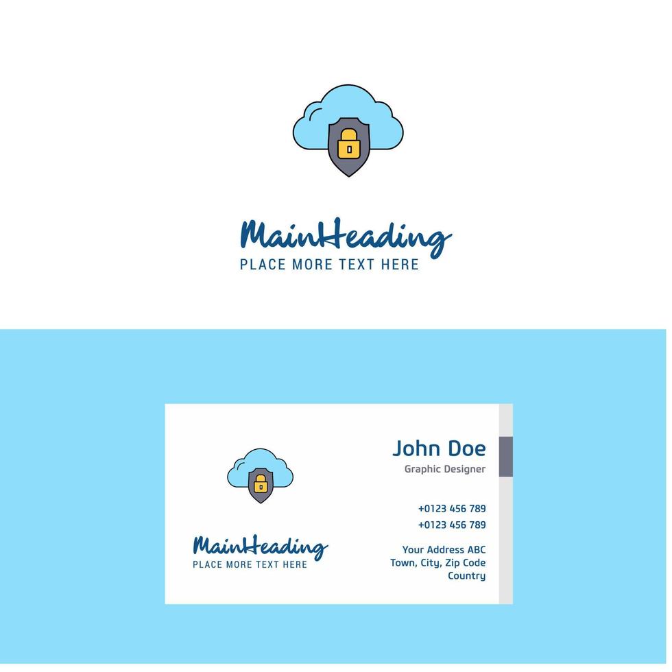 Flat Cloud protected Logo and Visiting Card Template Busienss Concept Logo Design vector