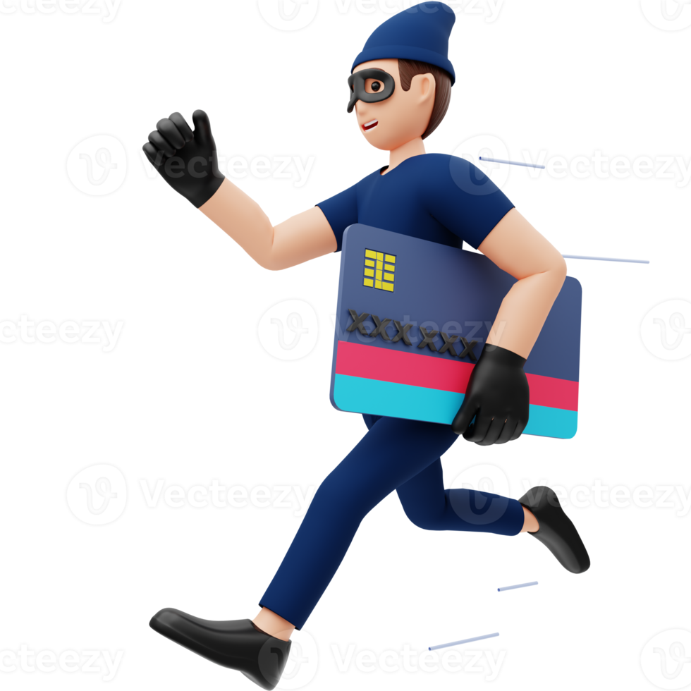 Credit card scammer 3D character illustration png