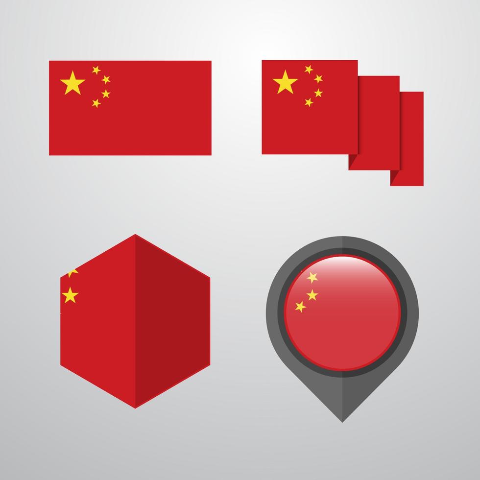 vector de conjunto de diseño de bandera de china