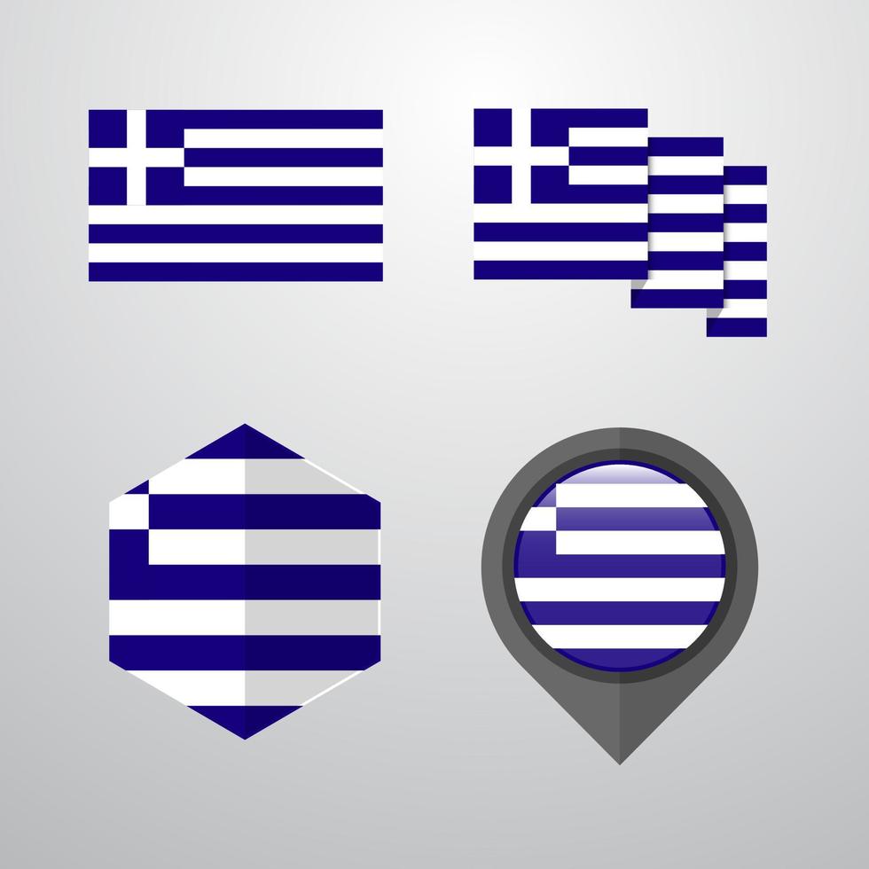 Greece flag design set vector