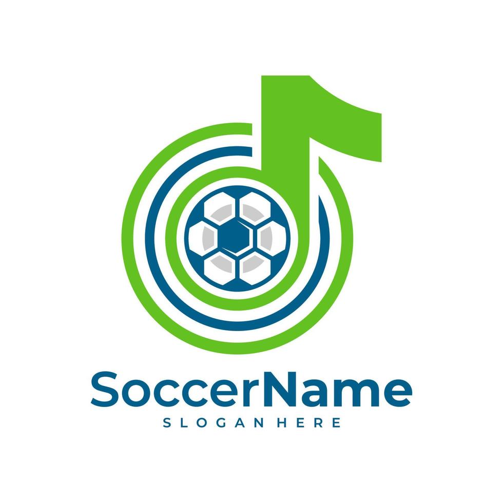 Music Soccer logo template, Football logo design vector