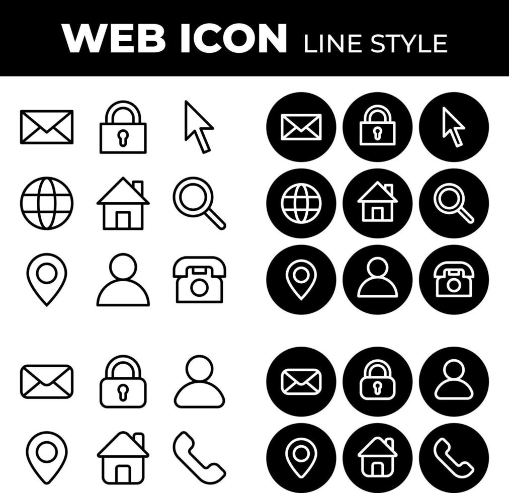 línea de iconos web estilo sólido minimalista y moderno vector