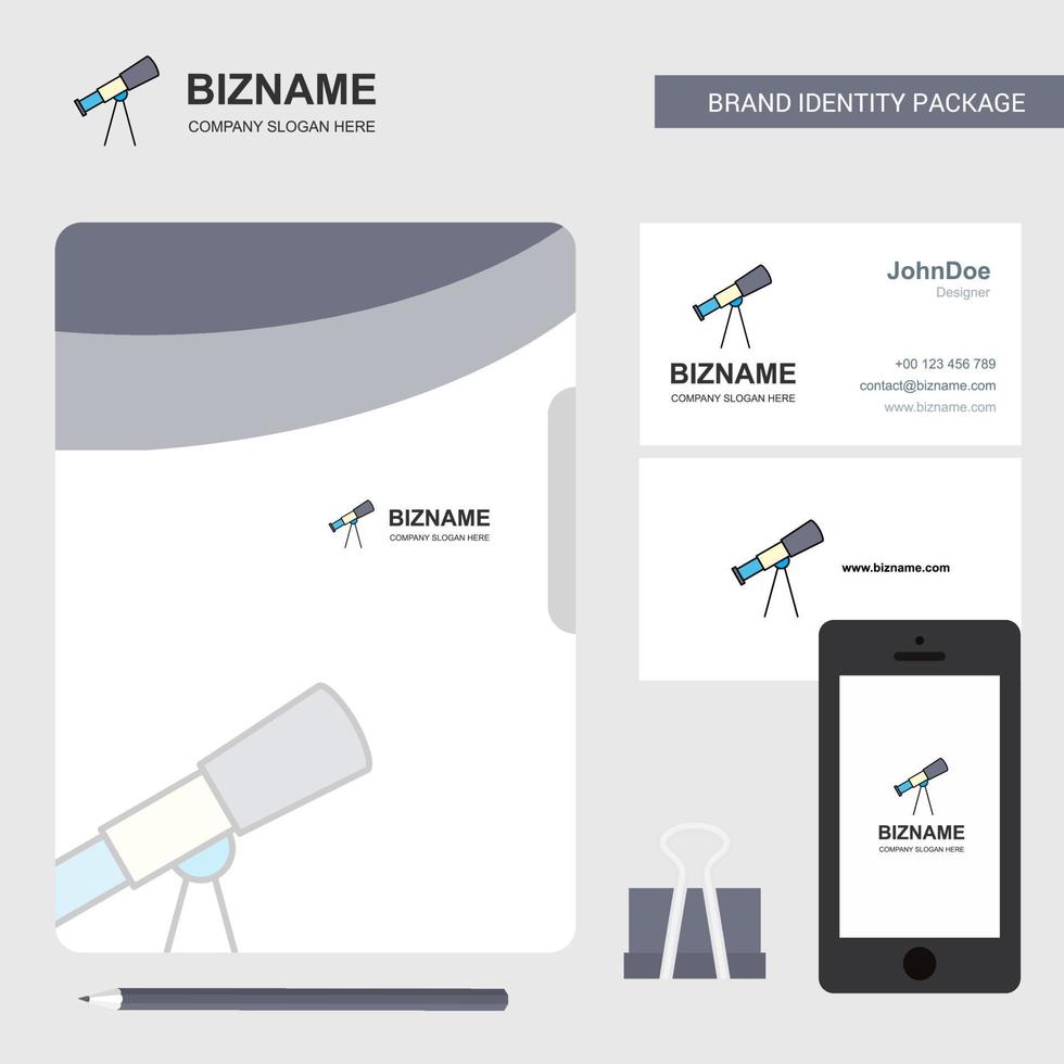 Telescope Business Logo File Cover Visiting Card and Mobile App Design Vector Illustration