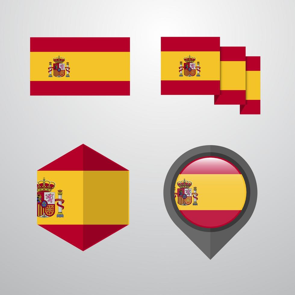 Spain flag design set vector