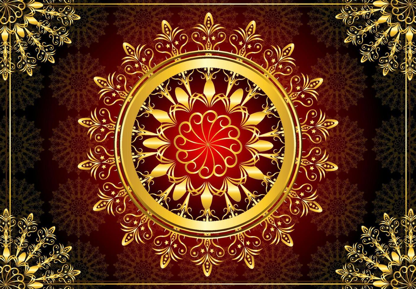 fondo de mandala de patrón floral dorado de lujo vector