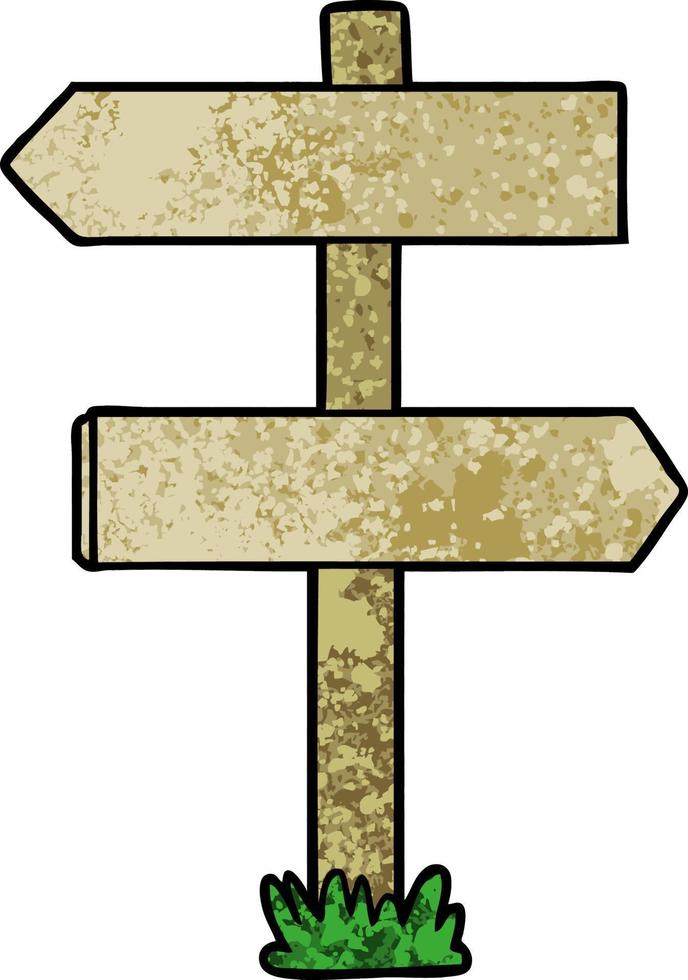 Retro grunge texture cartoon sign post vector