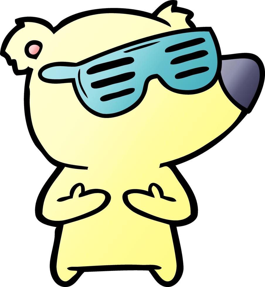 Cartoon cute bear wearing glasses vector