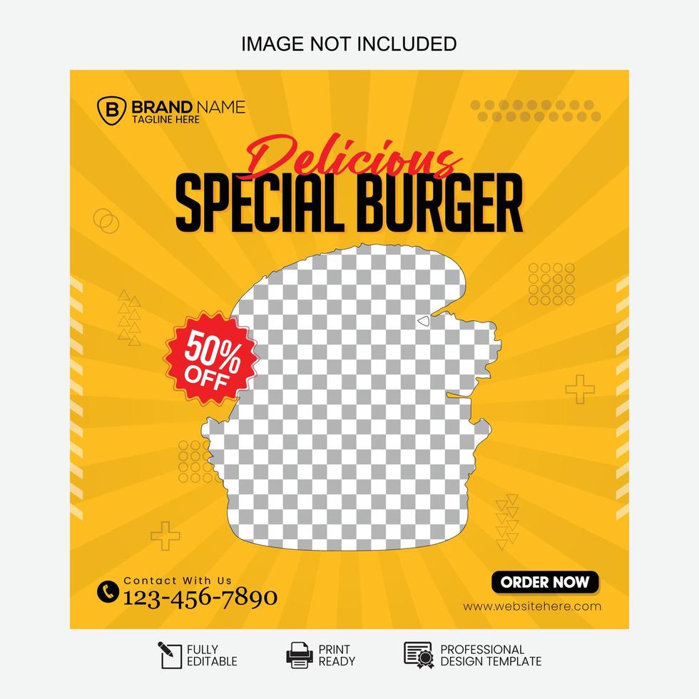 Social Media Fast Food Post Template Design vector