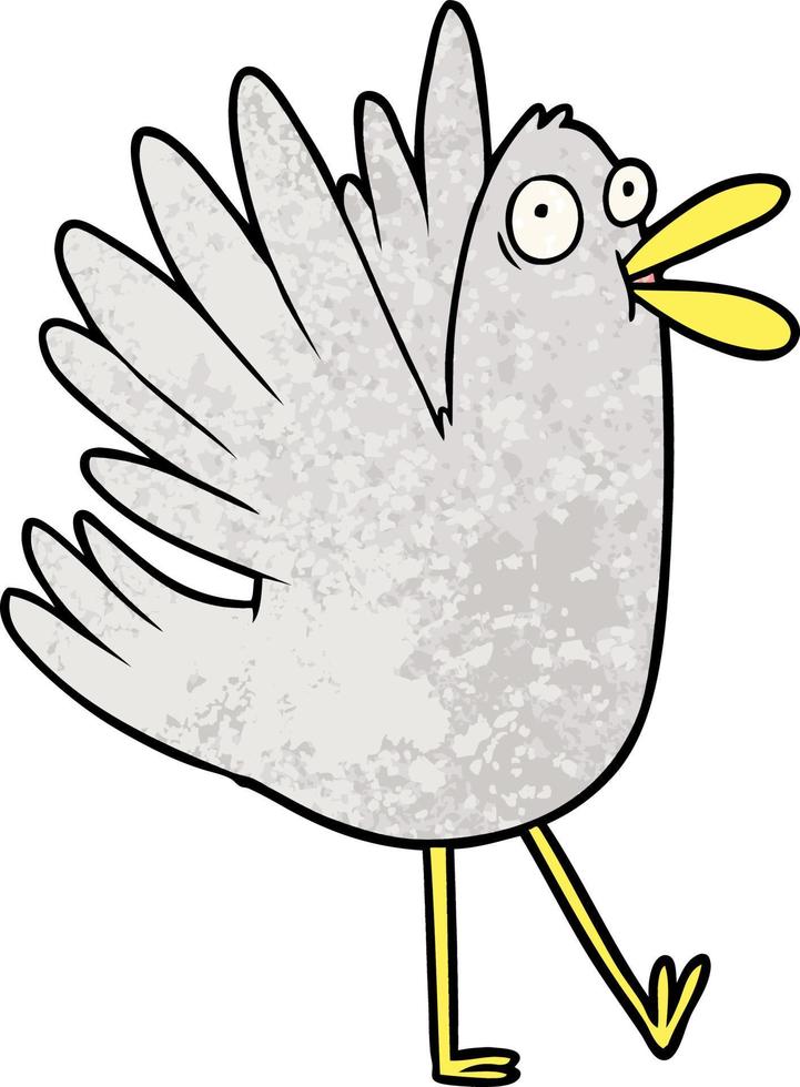 Retro grunge texture cartoon cute bird squawking vector