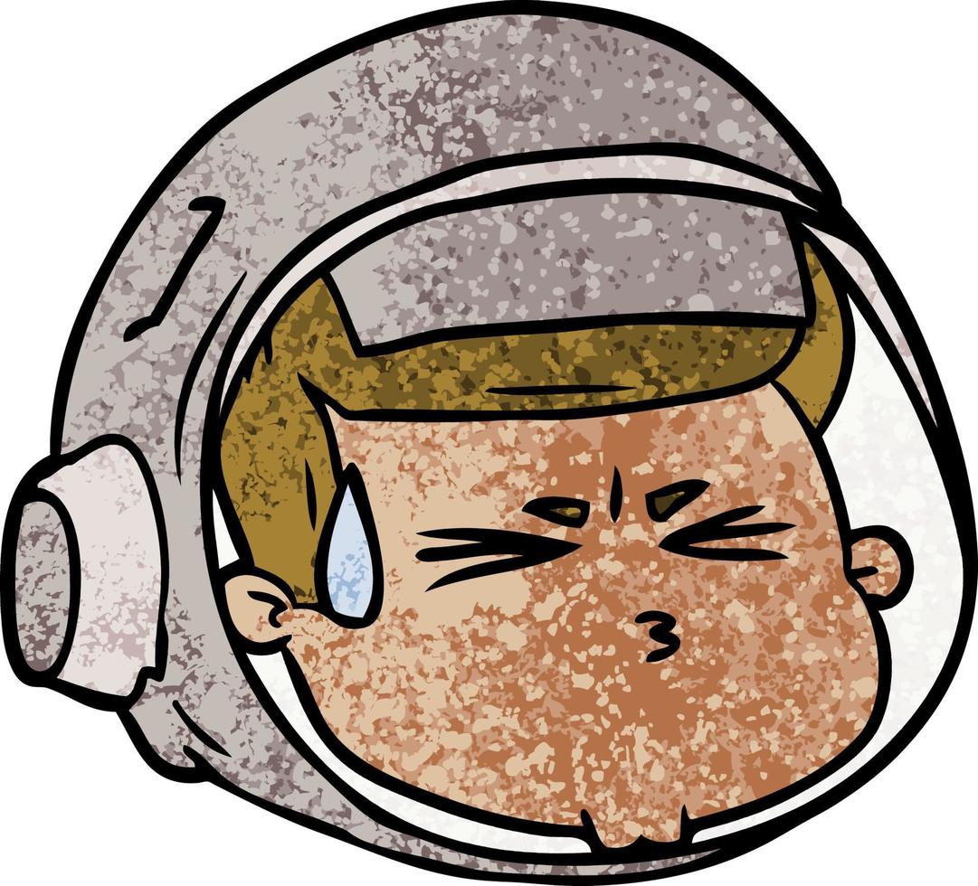 Retro grunge texture cartoon astronaut head vector