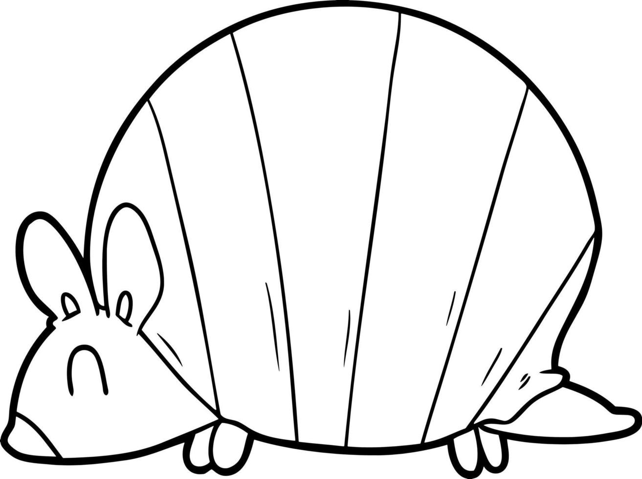 Line drawing cartoon cute armadillo vector