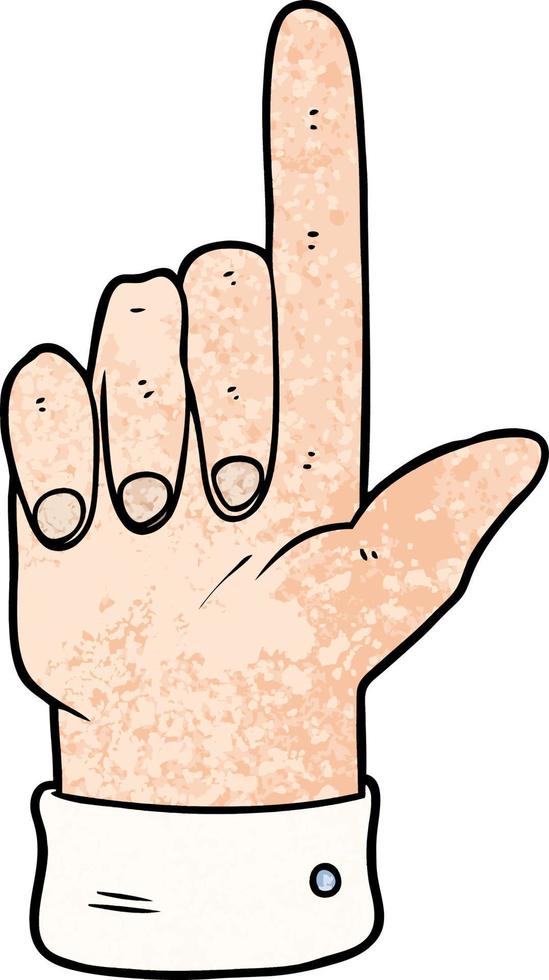 Retro grunge texture cartoon hand pointing sign vector