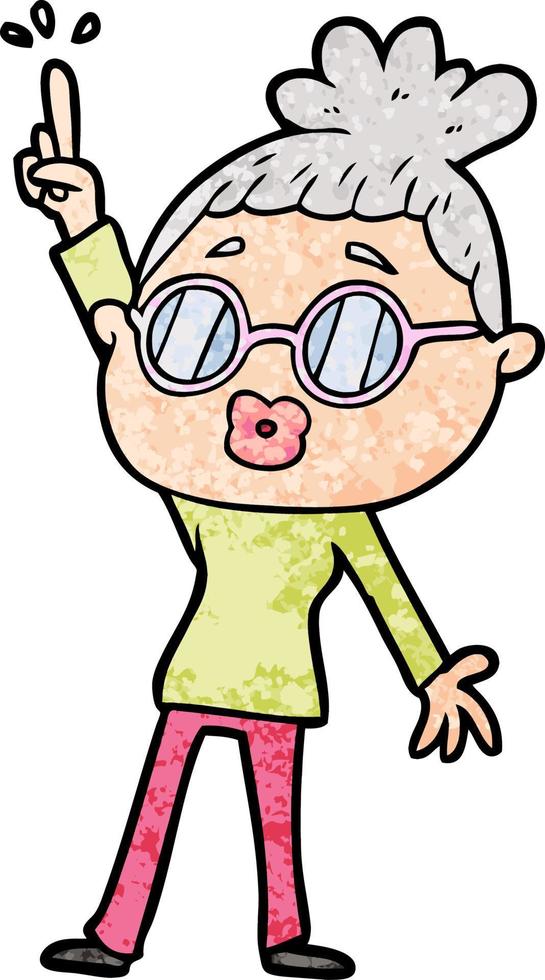 Retro grunge texture cartoon old lady vector