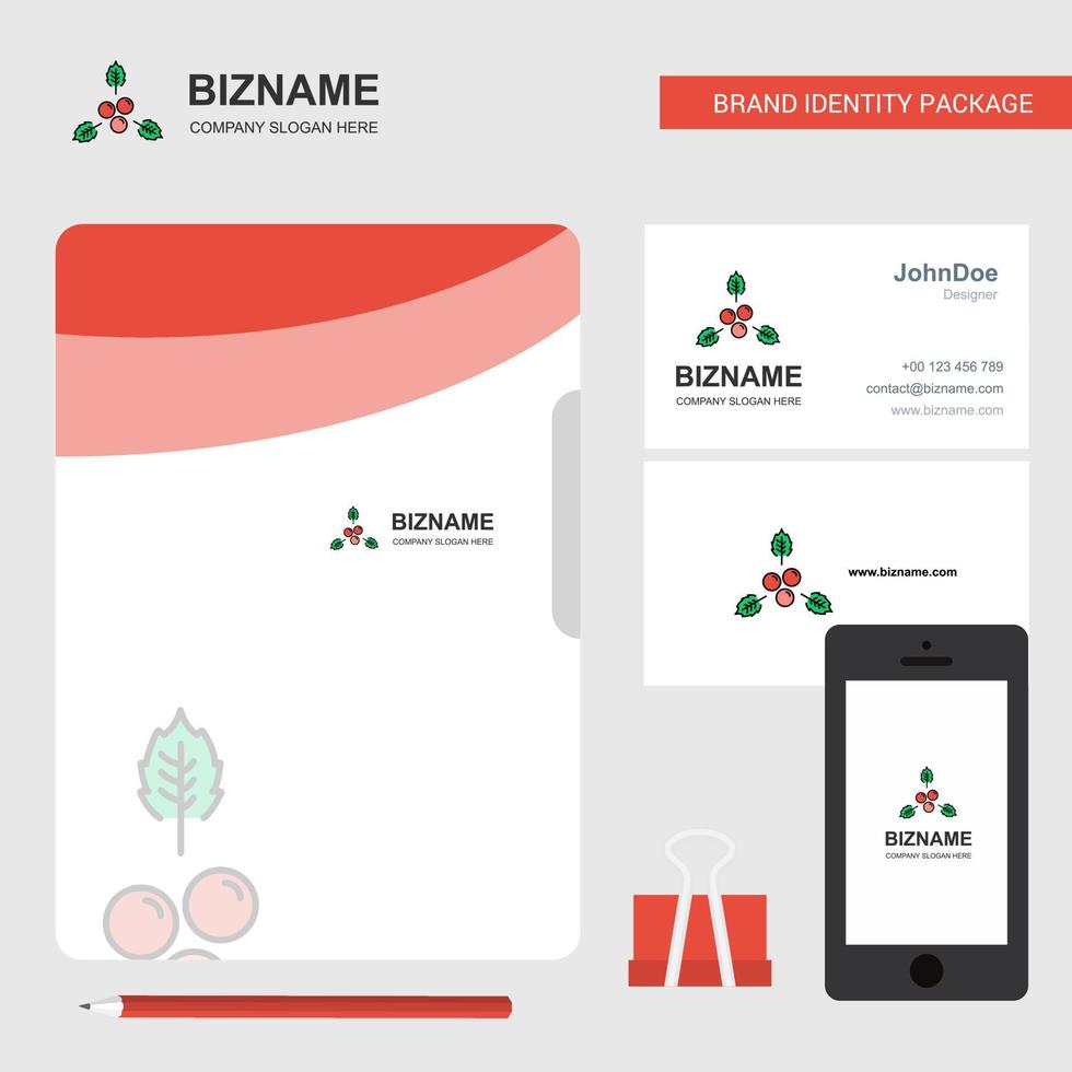 Cherries Business Logo File Cover Visiting Card and Mobile App Design Vector Illustration