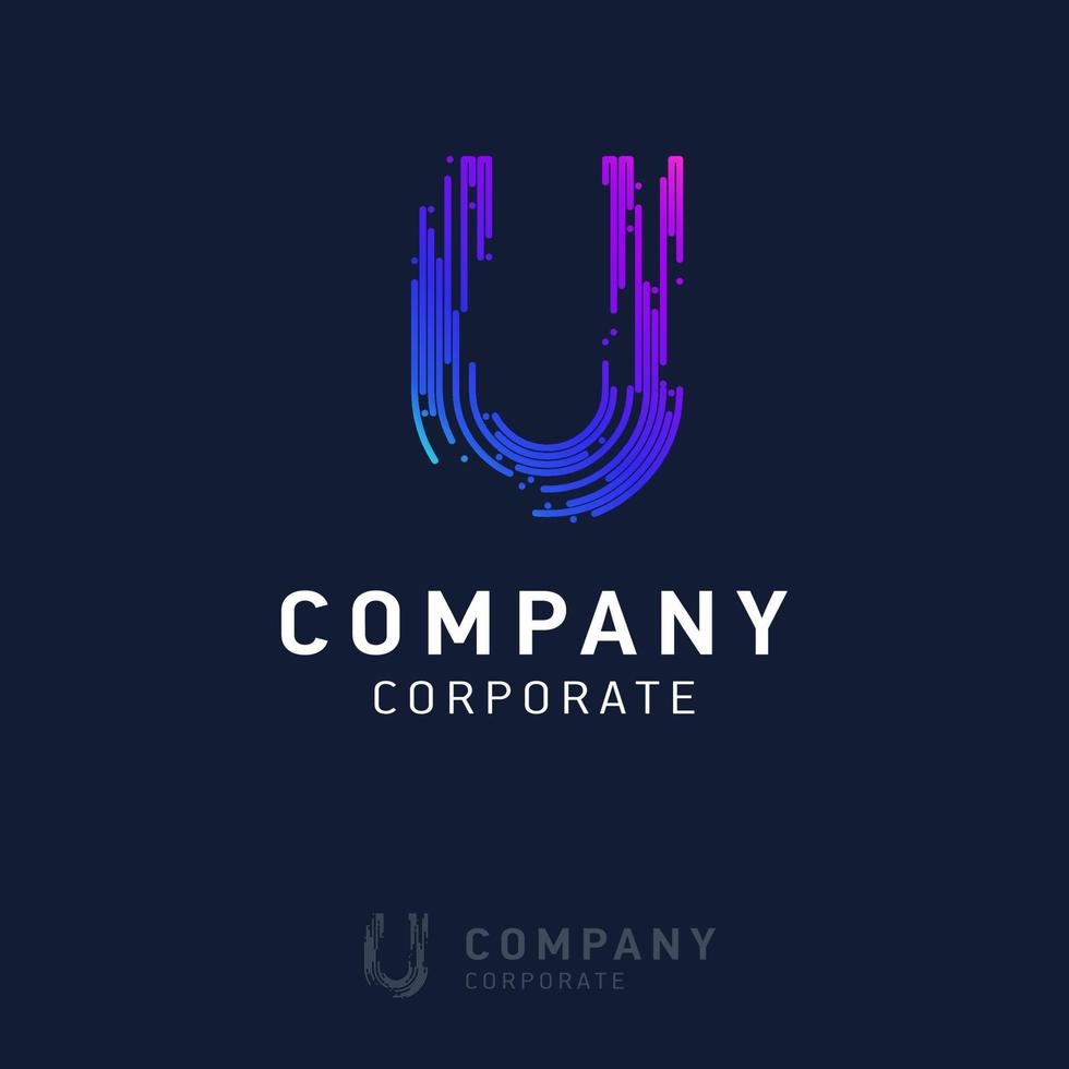 U company logo design with visiting card vector