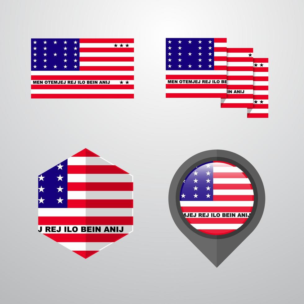 Bikini Atoll flag design set vector