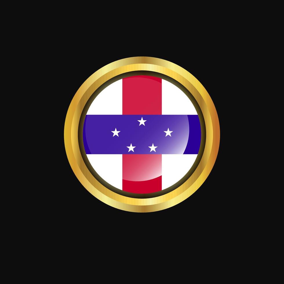 Netherlands Antilles flag Golden button vector