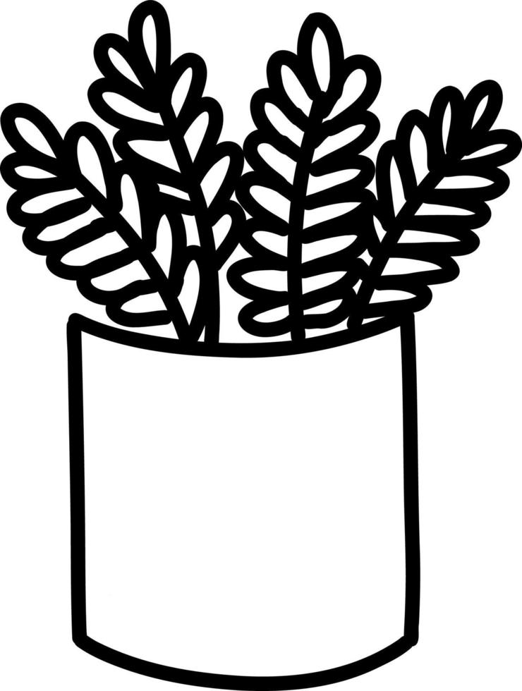 Cute plants in pot. sketch in doodle style vector