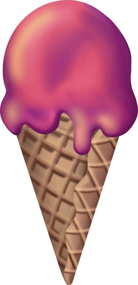 Ice cream with pink cream. Vector illustration