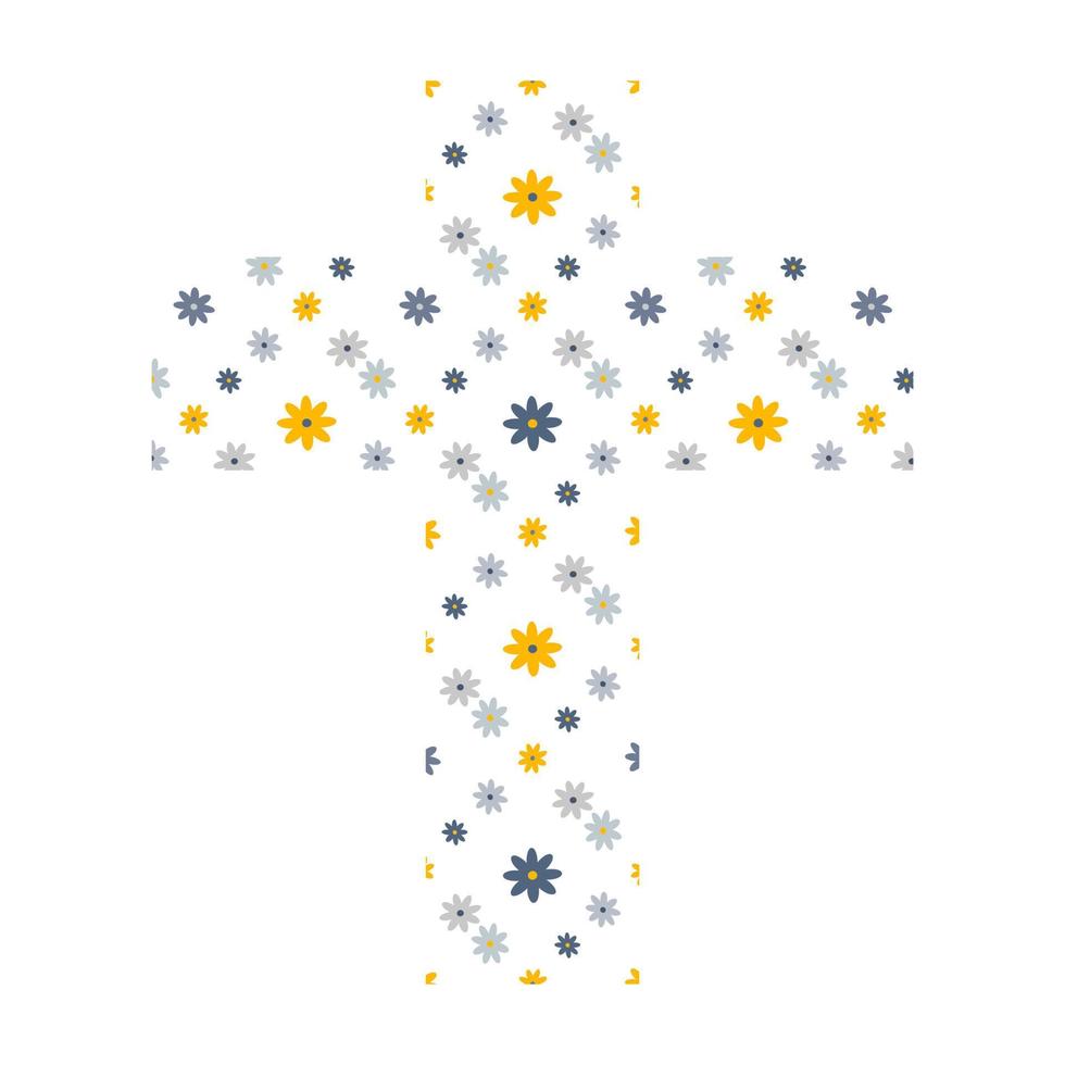 cruz con flores de primavera en estilo minimalista vector