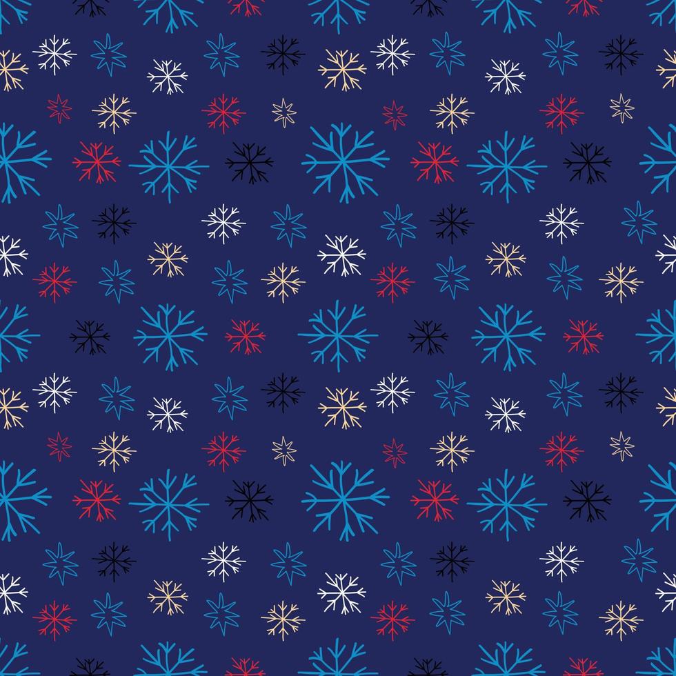 Seamless pattern with white snowflakes against blue background vector