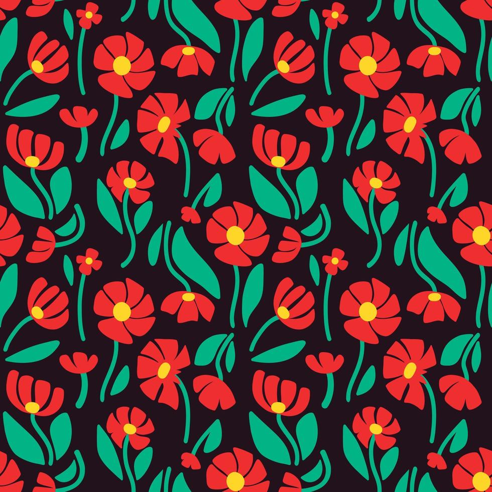 Seamless pattern of poppy flowers vector