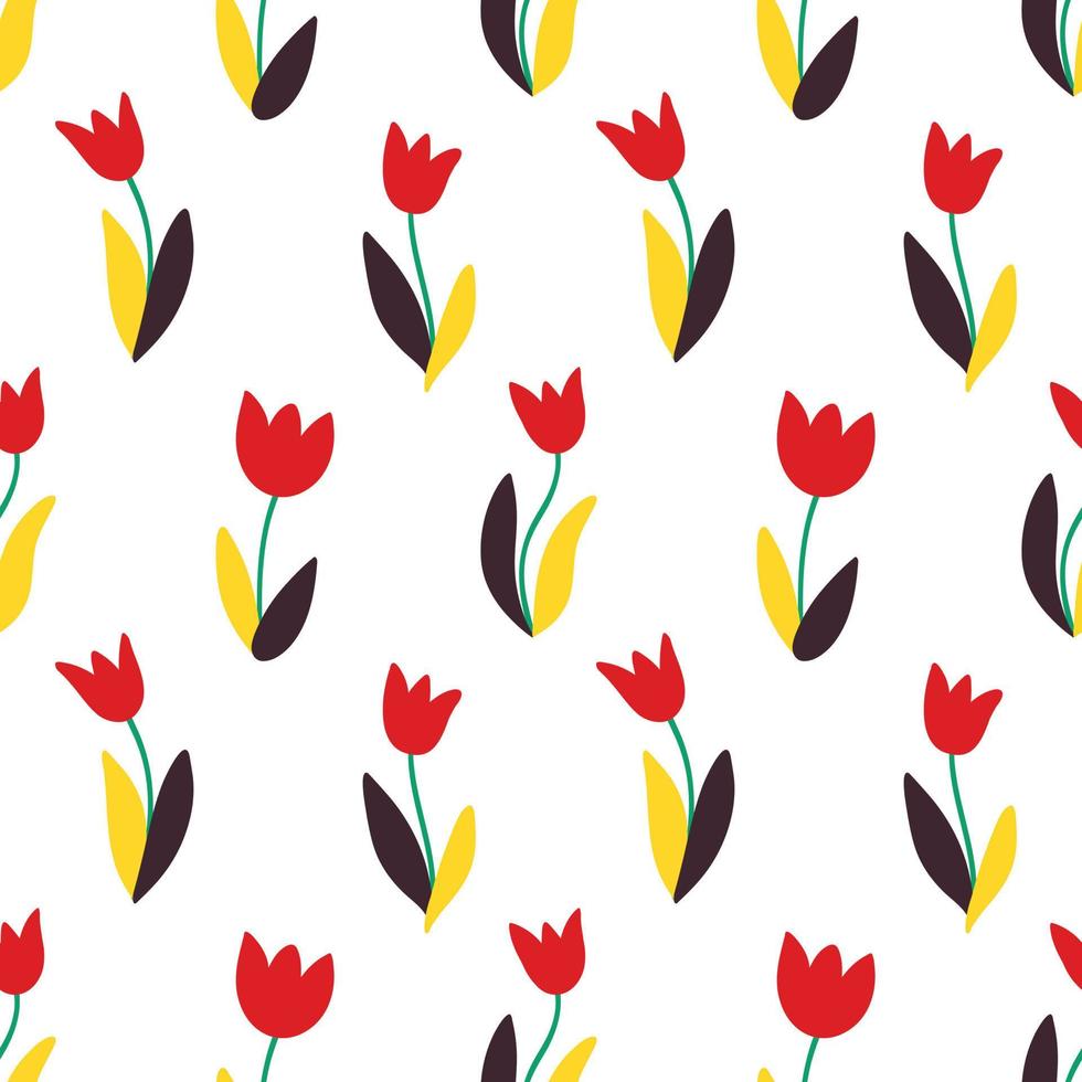 Seamless background of tulip flowers vector