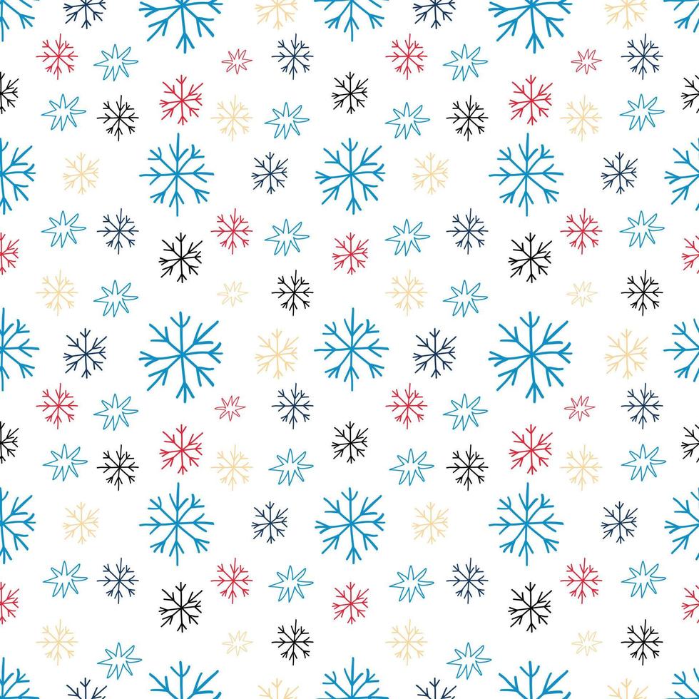 Seamless pattern with colorful snowflakes against white background vector