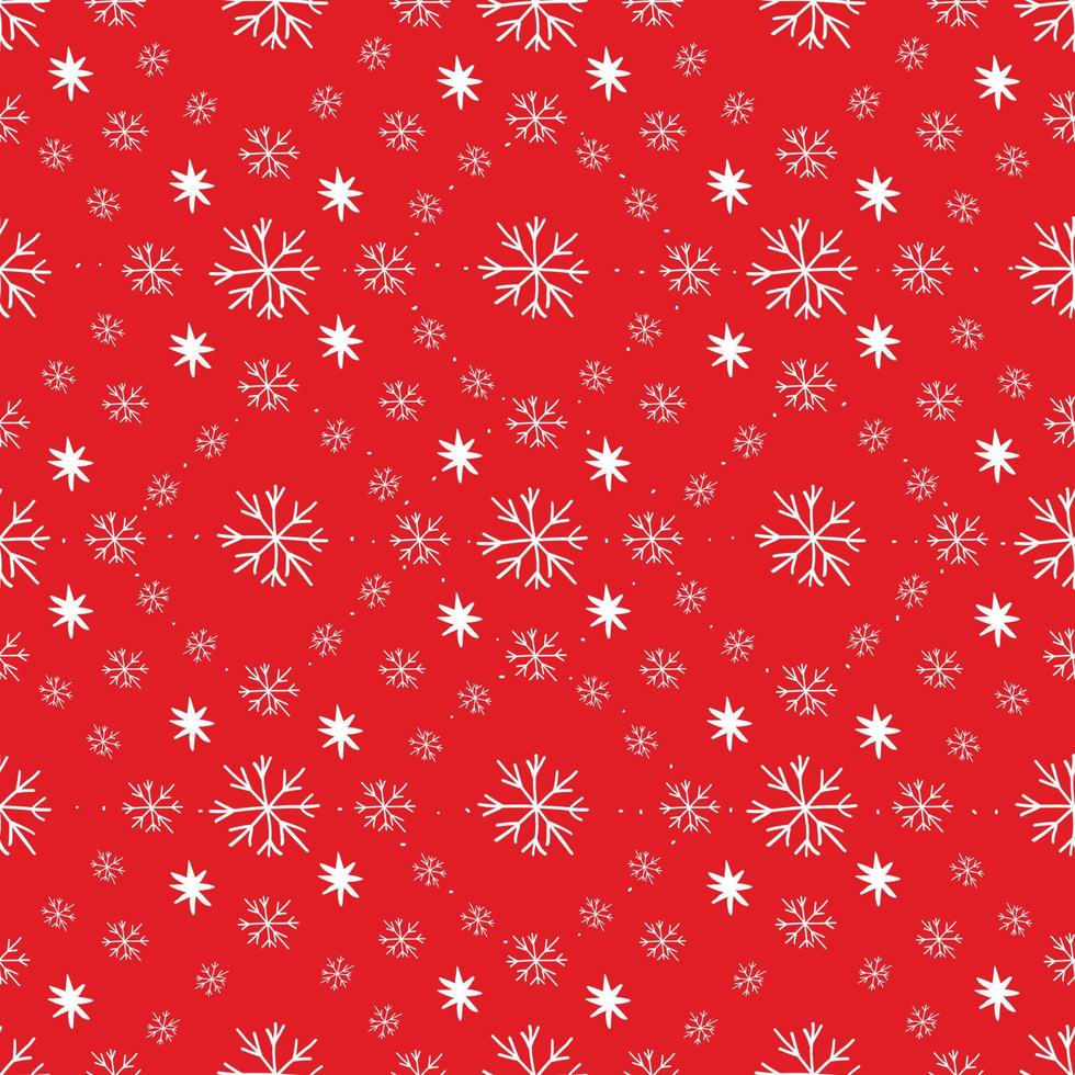 Seamless pattern with white snowflakes against red background vector