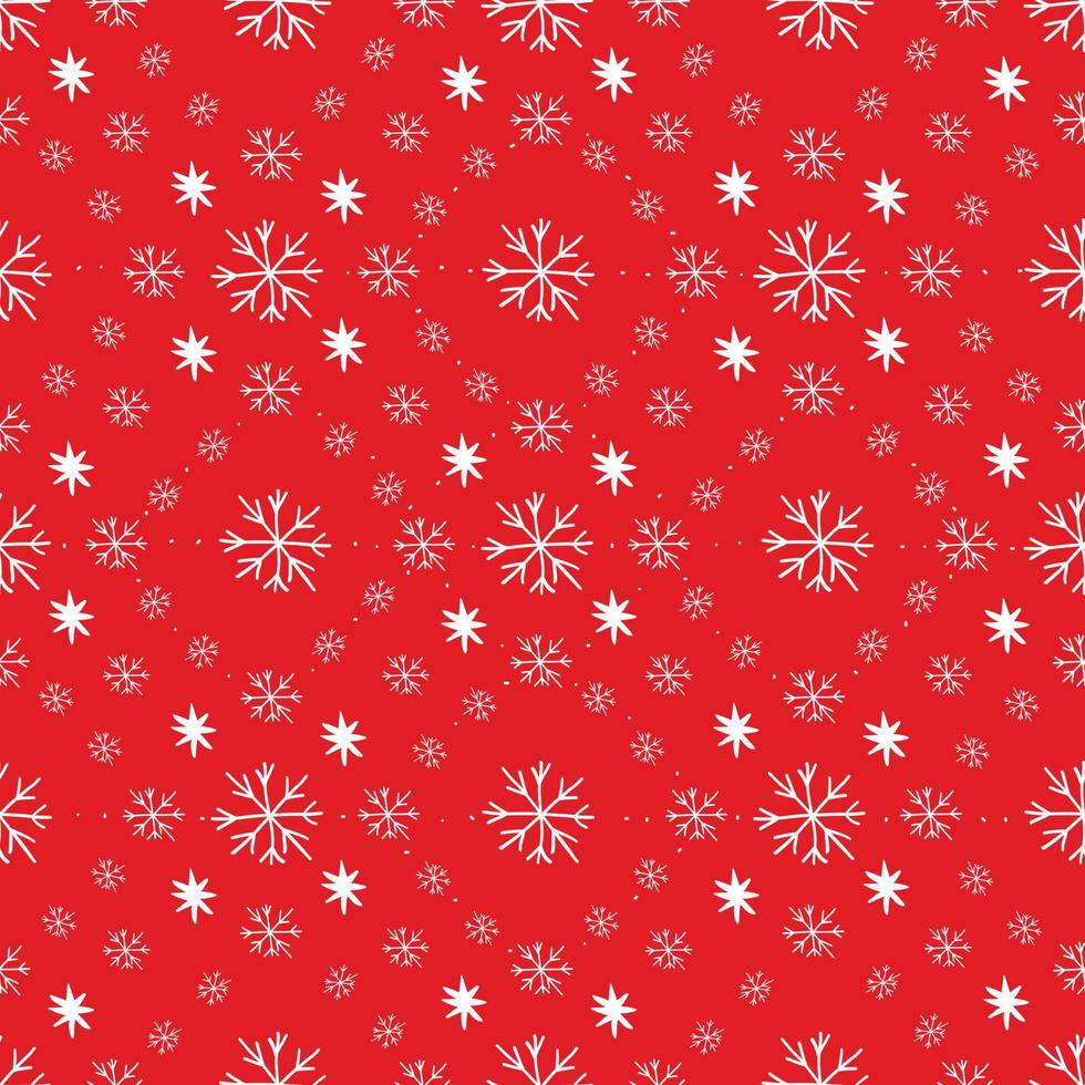 Seamless pattern with white snowflakes against red background vector