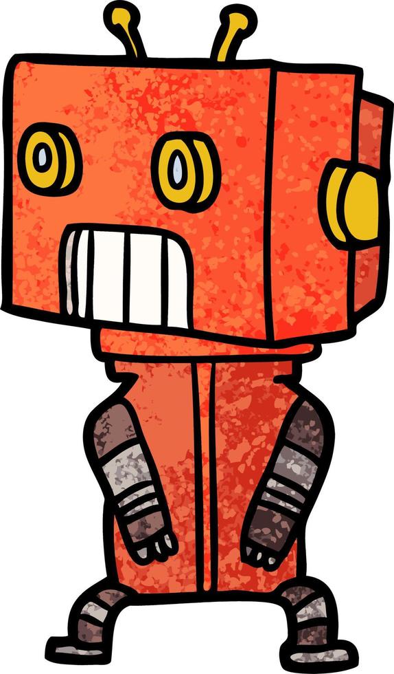 Retro grunge texture cartoon cute robot vector