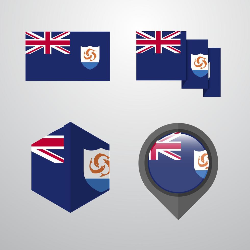 Anguilla flag design set vector