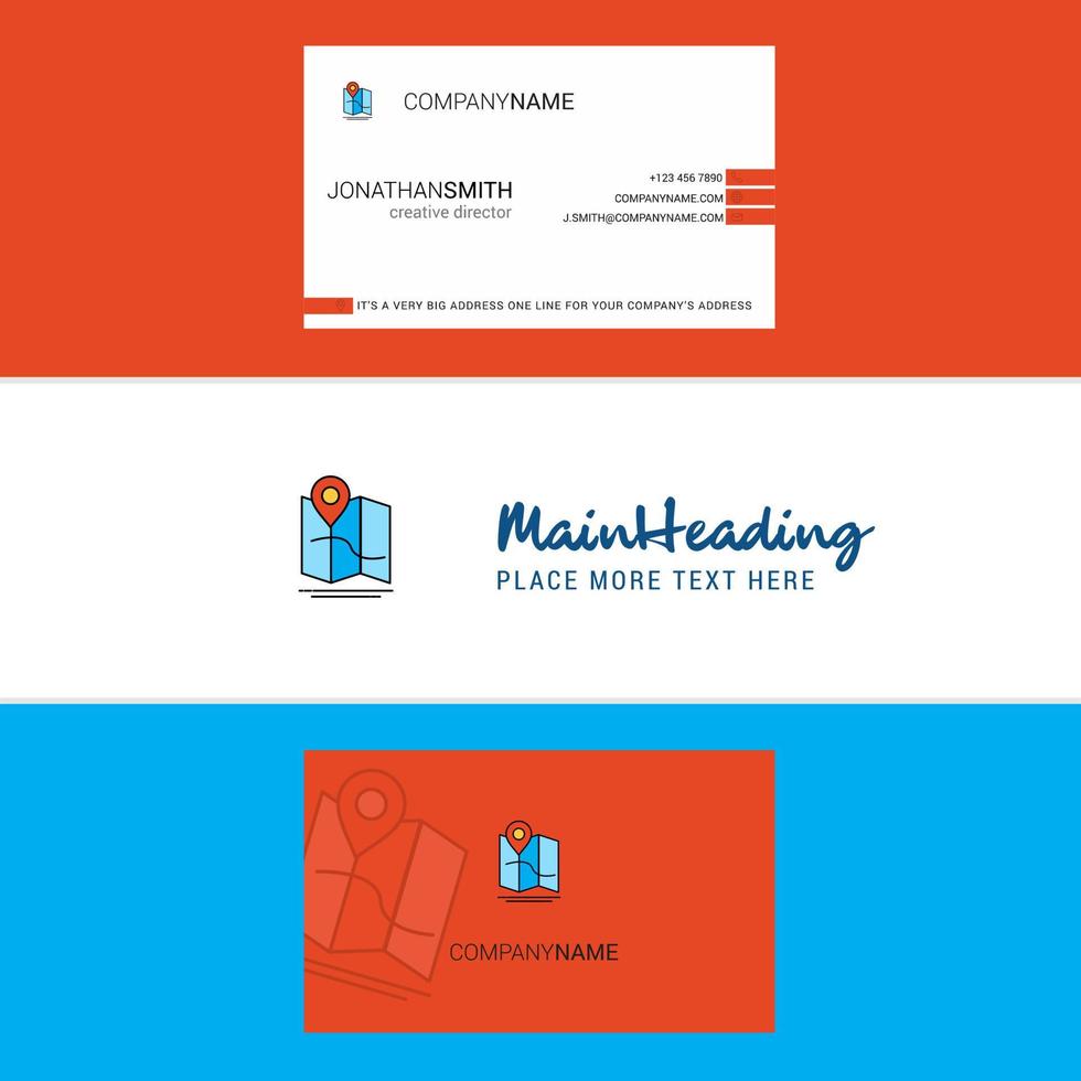 Beautiful Map Logo and business card vertical Design Vector