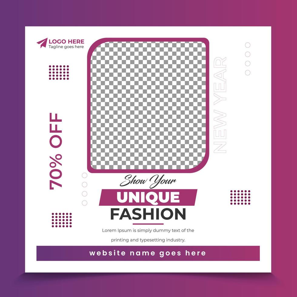 Trendy square new year fashion sale  mega offer discount post  templates. fashion sale social media post banner design and web internet ads. vector