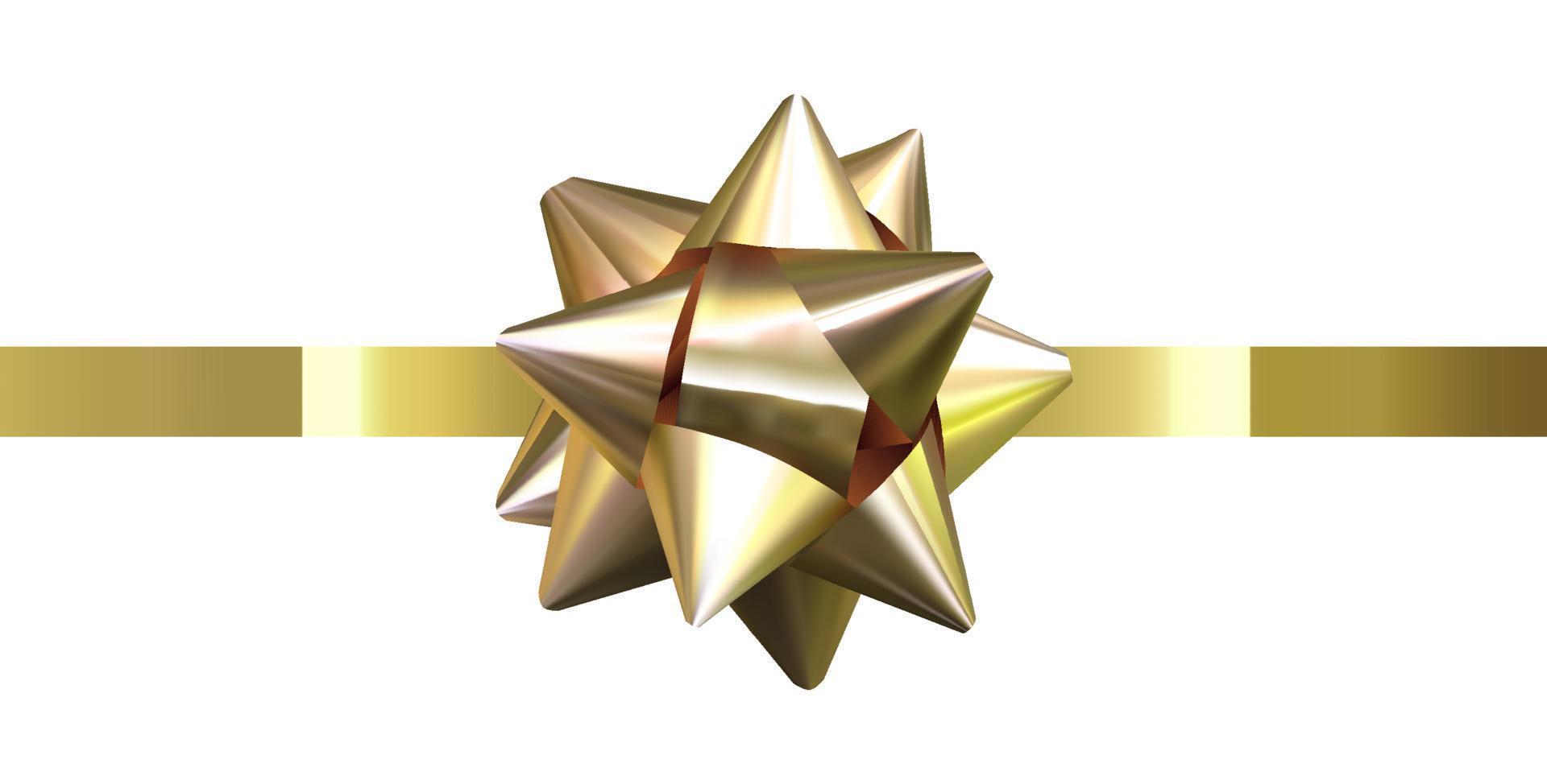 arco de regalo aislado, cinta presente, arco de vacaciones de oro sobre fondo blanco. eps 10 vector