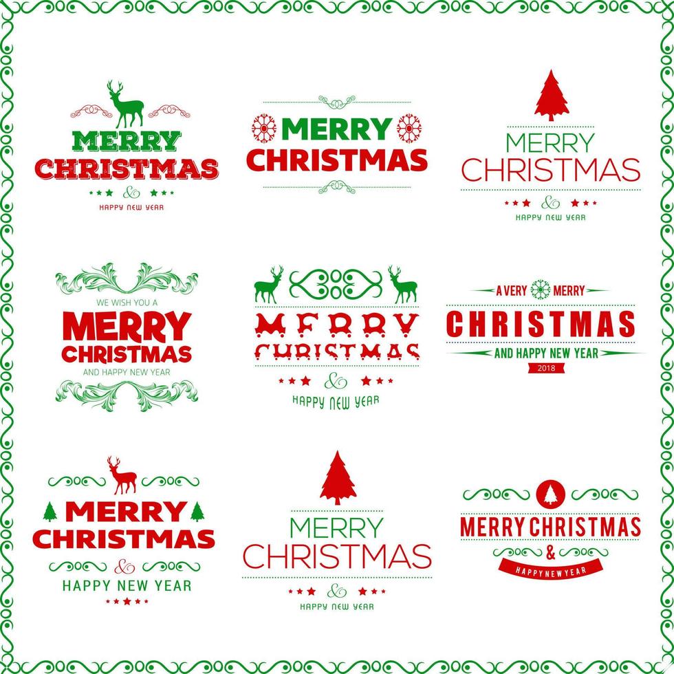 Merry Christmas typography set vector