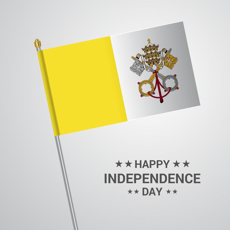 diseño tipográfico del día de la independencia de la ciudad del vaticano con vector de bandera