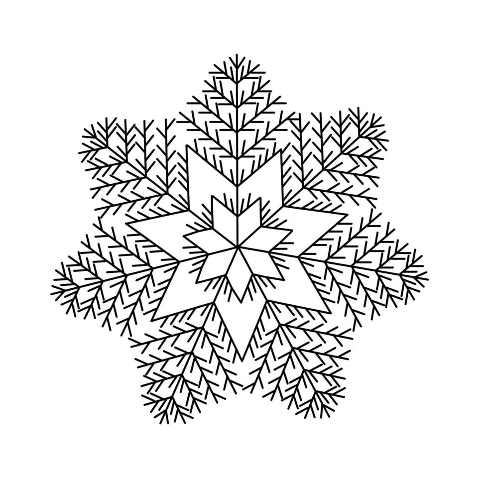 Snowflake winter of black isolated silhouette on white background.Christmas and winter theme.Vector illustration vector