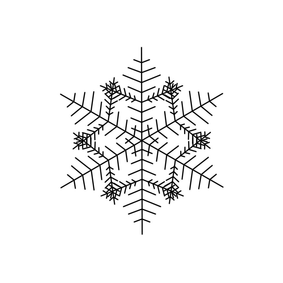 copo de nieve invierno de silueta negra aislada sobre fondo blanco. tema de navidad e invierno. ilustración vectorial vector