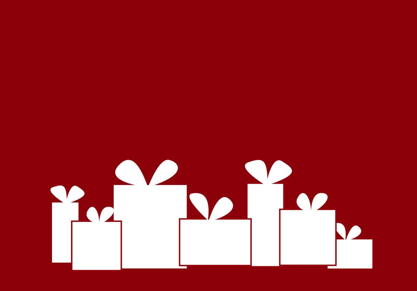 White gift boxes on red background. Vector illustration