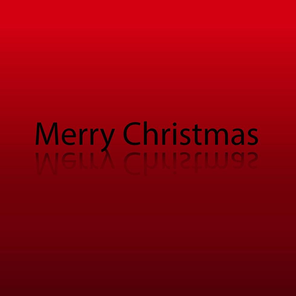 Merry Christmas text  with reflection on red background. Merry Christmas greetings. Vector illustration