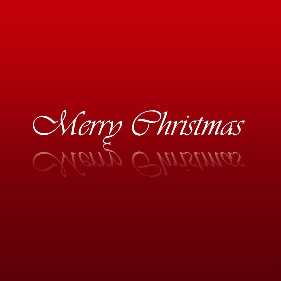 Merry Christmas for greeting cards.Merry Christmas text with reflection on red background. Vector illustration