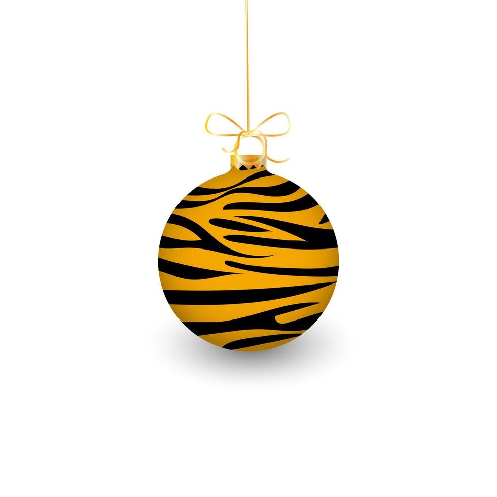 Tiger print on christmas balls on on a white background.The vector ball can be used in Christmas designs.Vector illustration