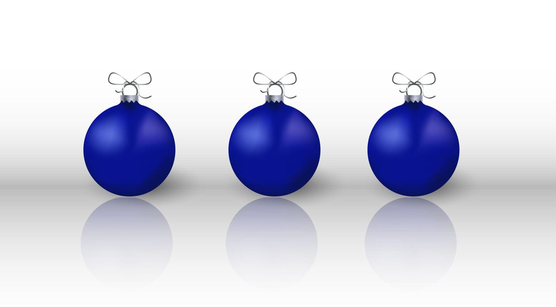 Christmas blue balls with reflection. Holiday design elements. Vector illustration