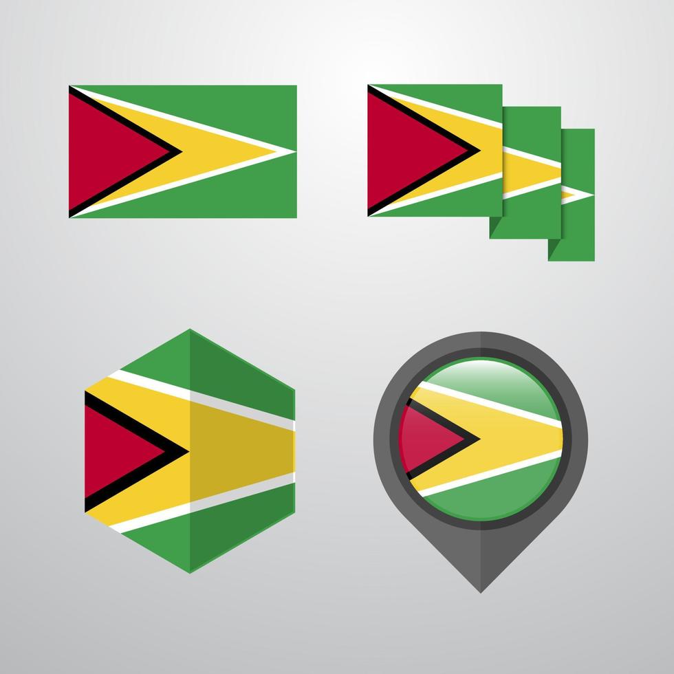Guyana flag design set vector