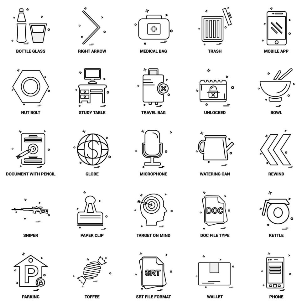 25 Business Concept Mix Line Icon set vector