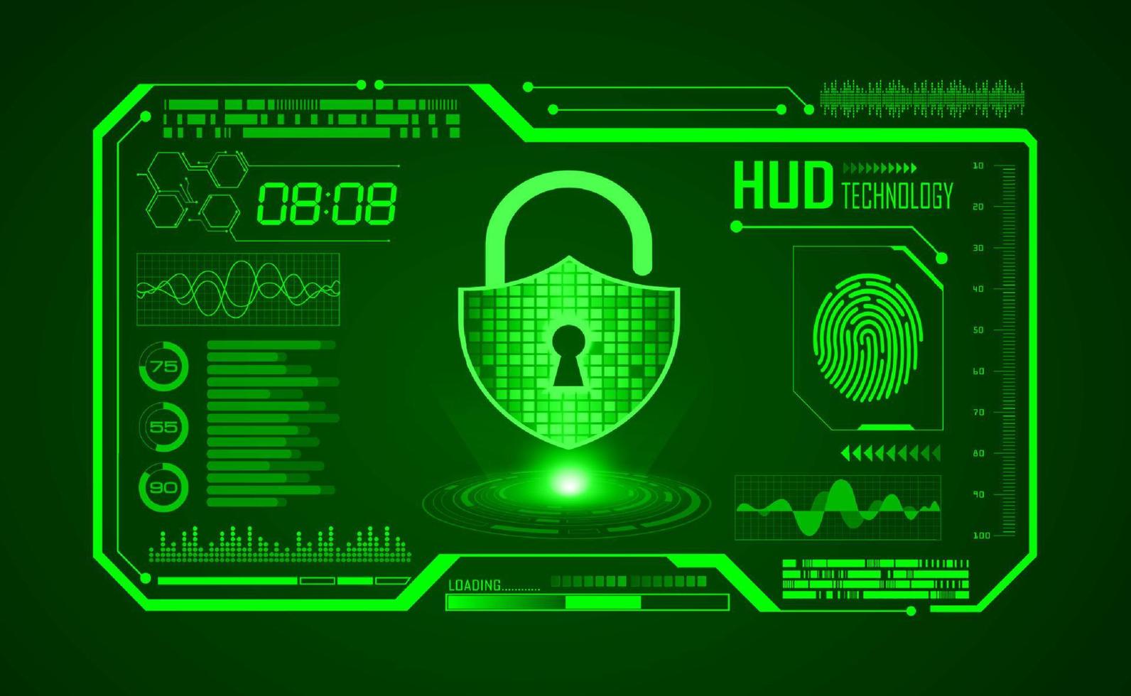 Modern HUD Technology Screen Background with lock vector