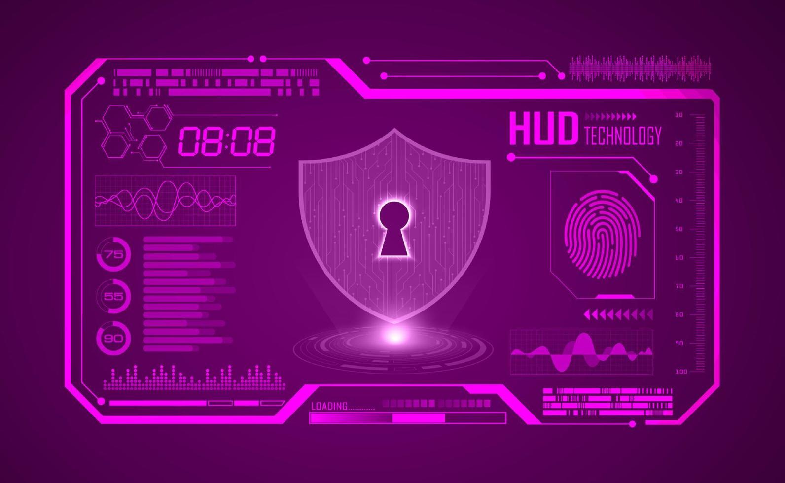 Modern HUD Technology Screen Background with lock vector
